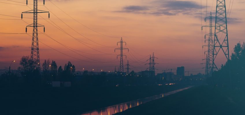 night sky sunset power lines
